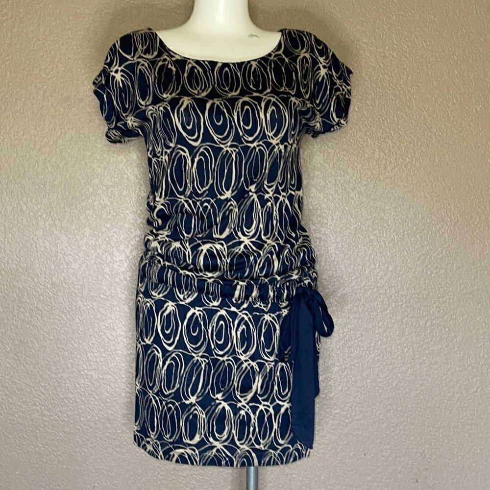 Banana Republic blue and cream circle dress size small